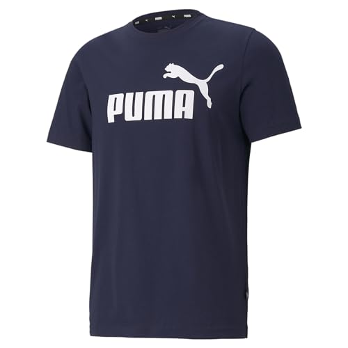 PUMA Ess Logo Tee, Camiseta de Deporte Hombre, Peacoat, L